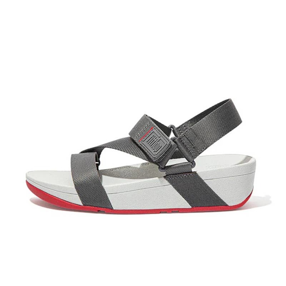 FitFlop | Womens Surfa Pewter Gray Back-Strap Platform Outdoor Sporty Sandals